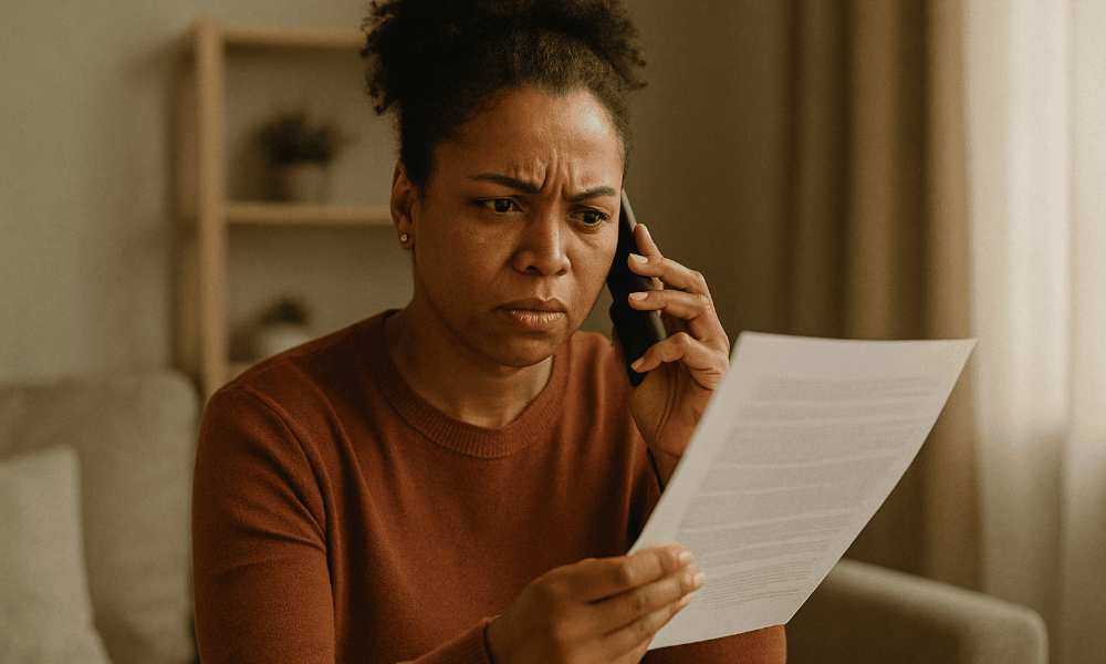 femme en train de faire une réclamation par téléphone au service client Dacia