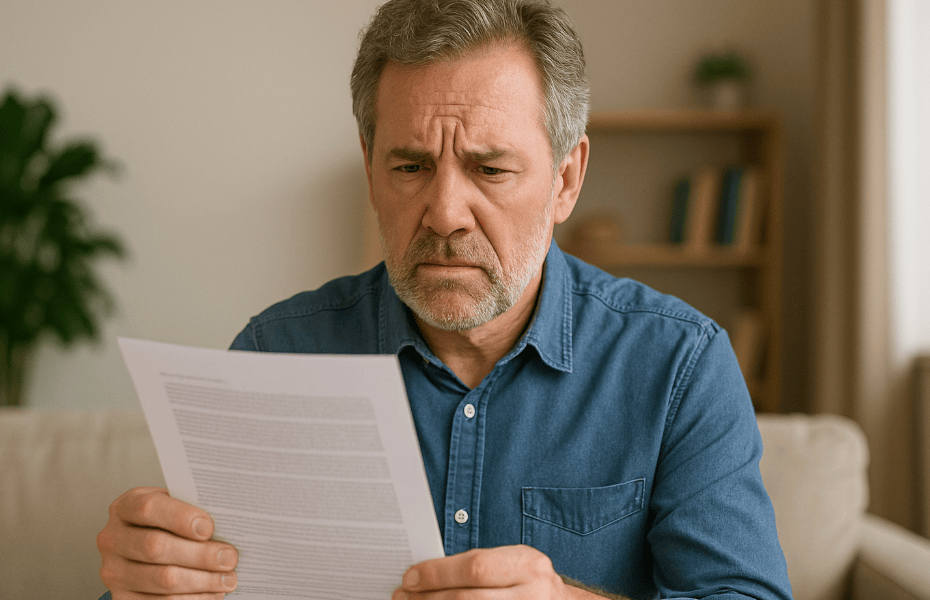 homme en train de relire un contrat Hello Bank