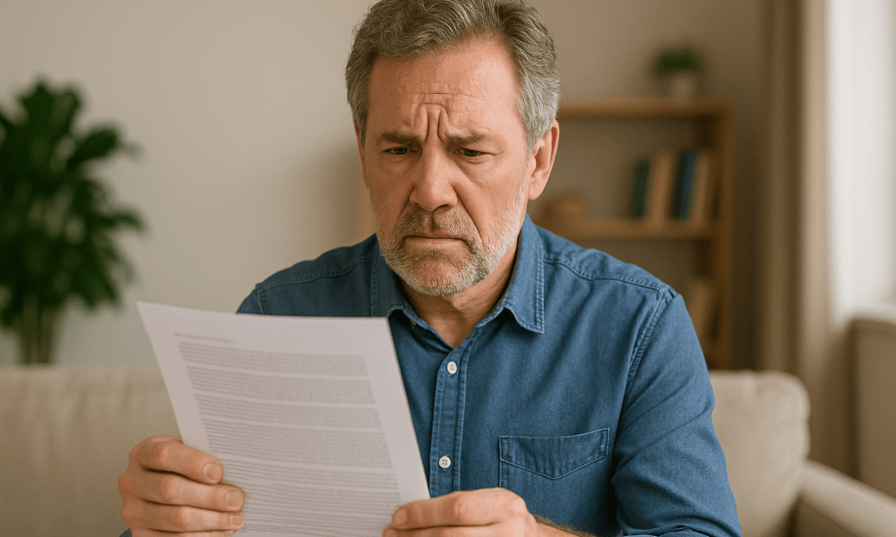 homme en train de relire un contrat Hello Bank