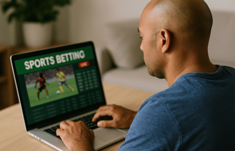 homme faisant des paris sportifs en ligne sur Scooore depuis son ordinateur portable