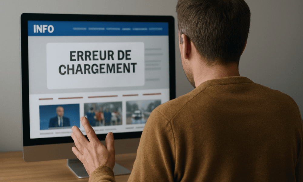 homme rencontrant une erreur de chargement sur le site web de RTBF Info