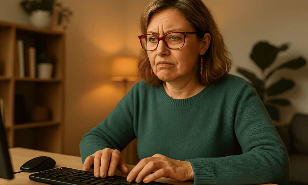 femme envoyant un mail de réclamation depuis son ordinateur