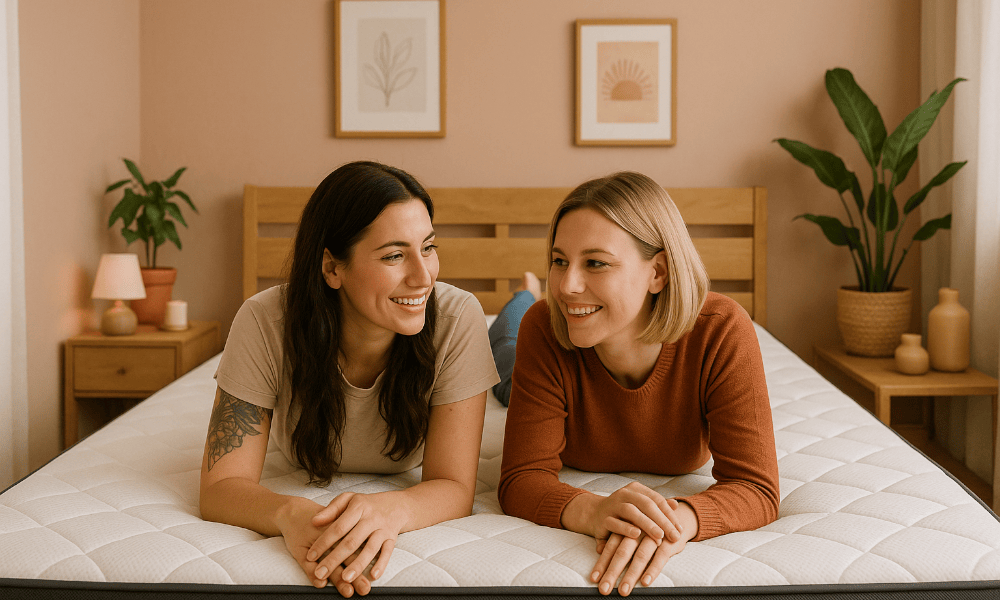 deux femmes allongées sur un matelas Bultex pour le tester