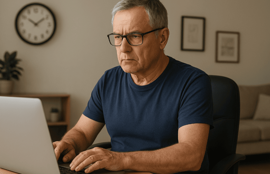 homme faisant une réclamation pour un souci de livraison depuis son ordinateur portable