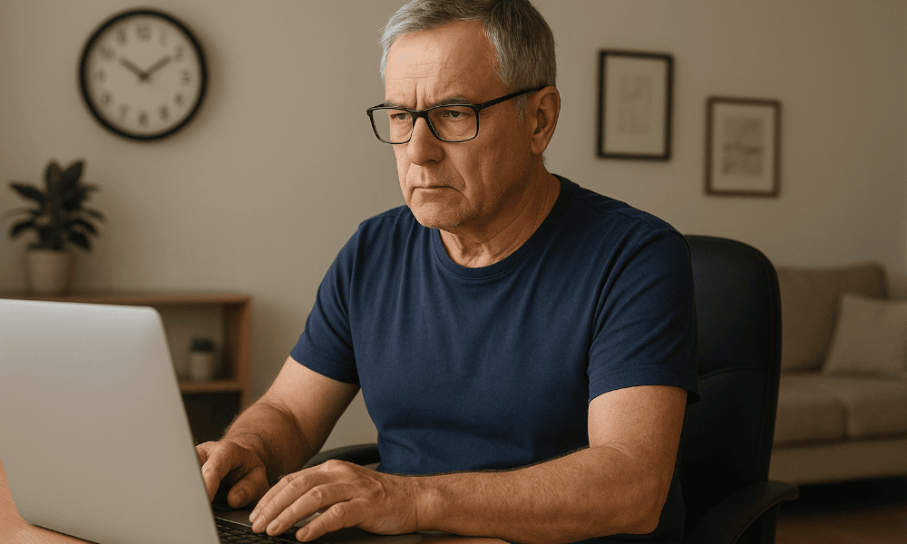 homme faisant une réclamation pour un souci de livraison depuis son ordinateur portable