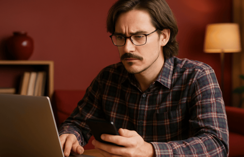 homme faisant une réclamation à SG depuis son ordinateur portable