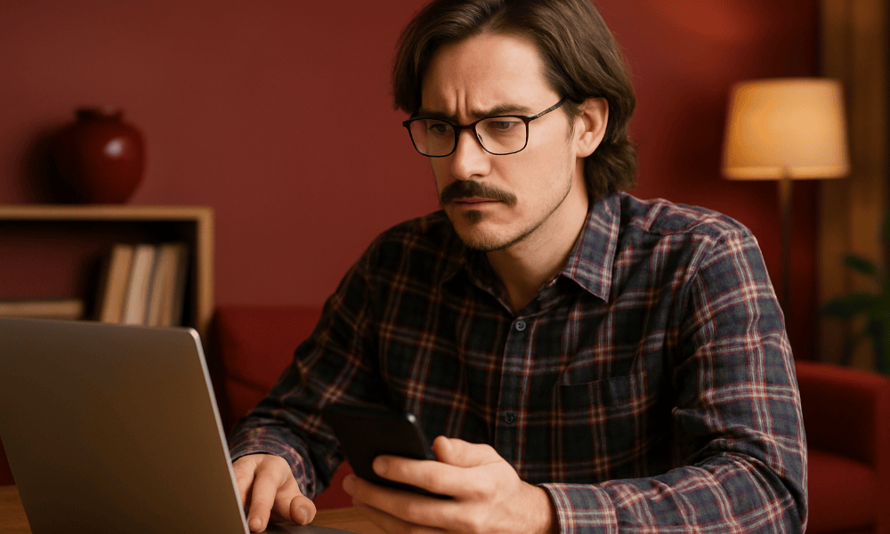 homme faisant une réclamation à SG depuis son ordinateur portable