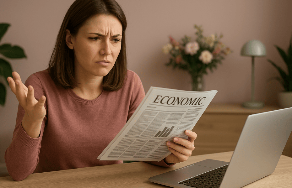 femme constatant une erreur dans son journal Trends Tendances