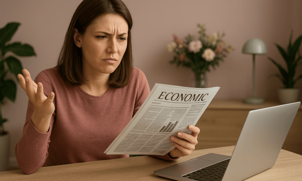 femme constatant une erreur dans son journal Trends Tendances