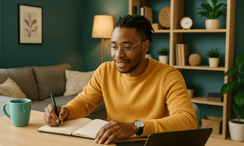 homme prenant des notes pour faire une réclamation à 7Dimanche