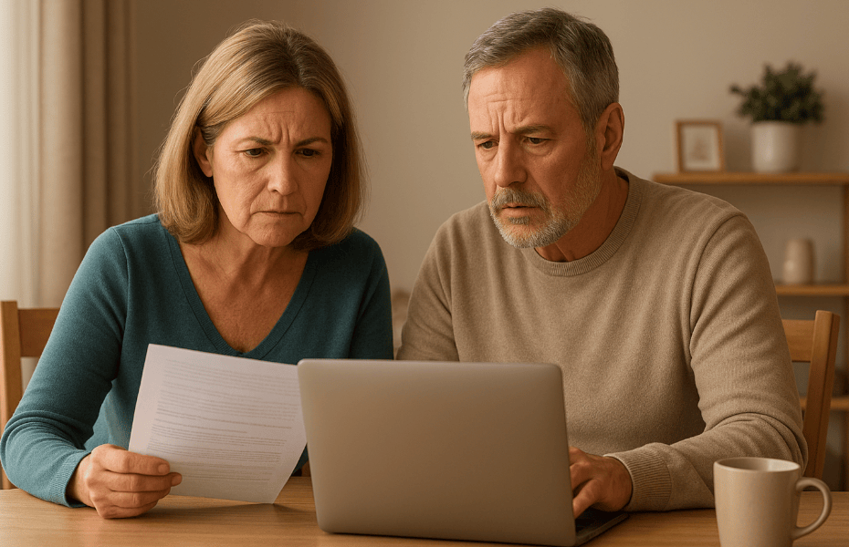 couple envoyant un mail de réclamation à Clarins depuis un ordinateur portable
