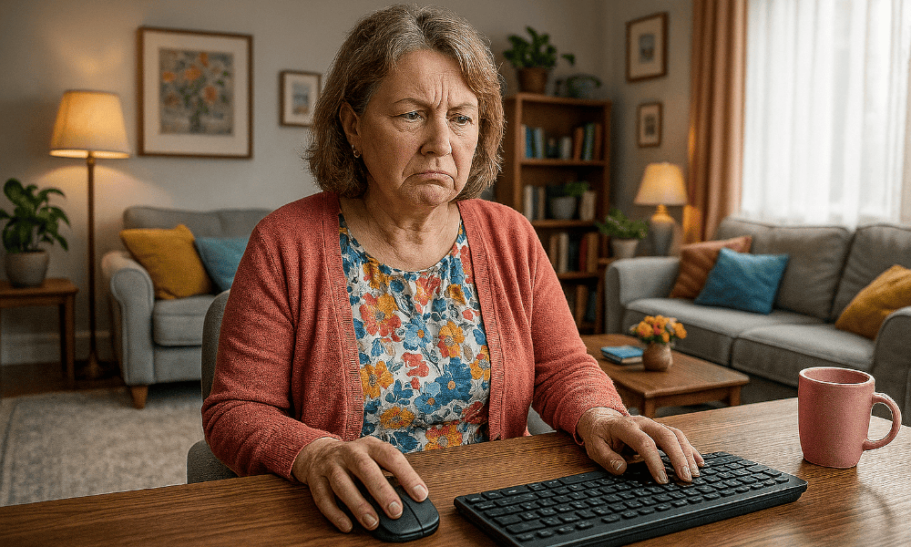 femme envoyant un mail de réclamation à Eneco depuis son ordinateur