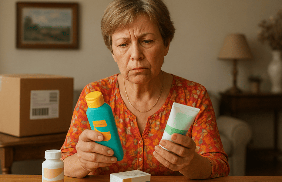 femme déballant des produits commandés sur Newpharma