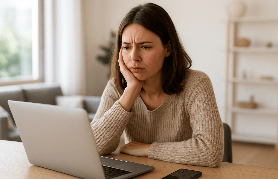 femme envoyant un mail de réclamation à Wise depuis son ordinateur portable
