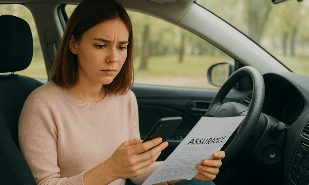 jeune femme appelant Yuzzu suite à un problème avec son contrat d'assurance