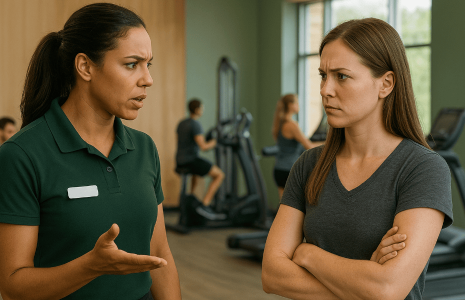 cliente se plaignant à une coach dans une salle Keep Cool