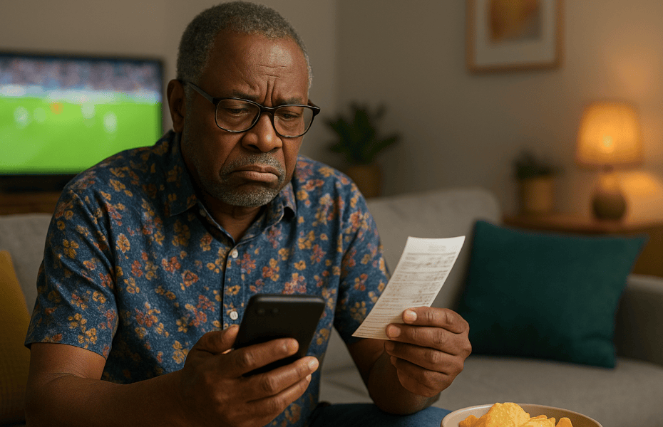 homme faisant une réclamation à Magic Betting avec son smartphone