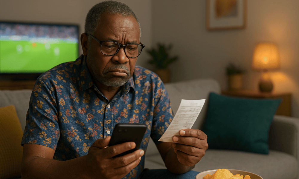 homme faisant une réclamation à Magic Betting avec son smartphone