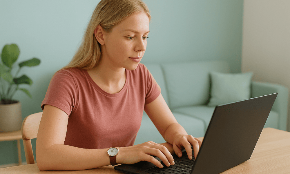 femme envoyant un mail de réclamation à la Pharmacie des Drakkars