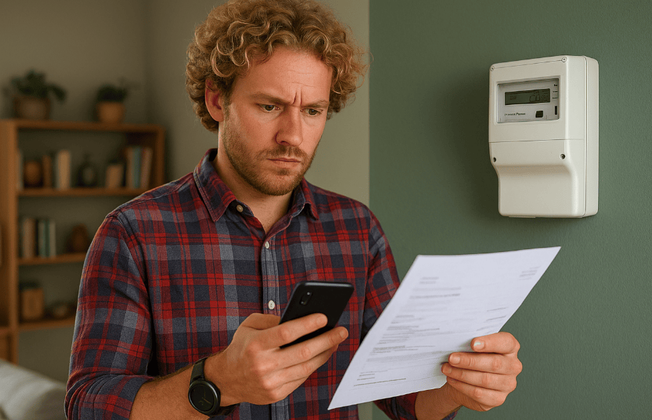 homme faisant une réclamation à Sibelga avec son smartphone
