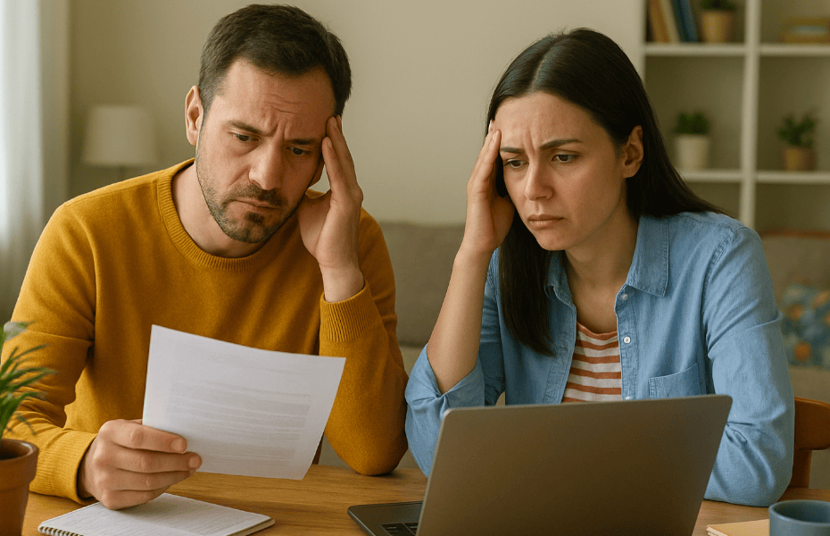 couple faisant une réclamation à TUI depuis un ordinateur portable