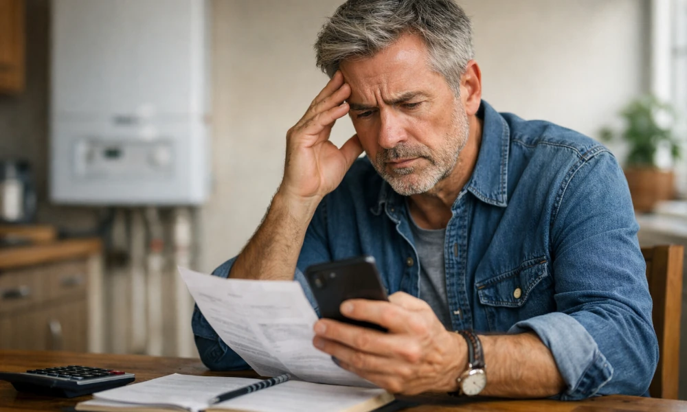 homme constatant une erreur sur une facture Comfort Energy