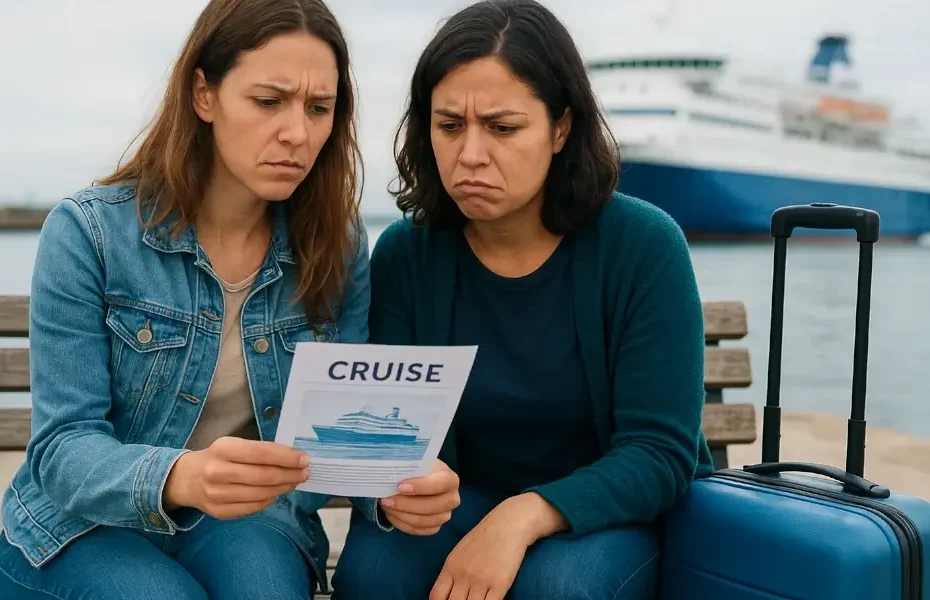 deux femmes relisant leur réservation Direct Ferries