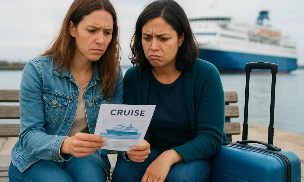 deux femmes relisant leur réservation Direct Ferries