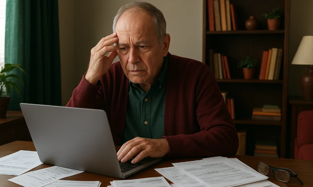homme faisant une réclamation à Helan depuis son ordinateur portable
