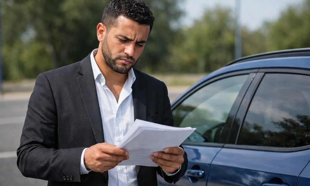 homme constatant une erreur sur son contrat Isuzu