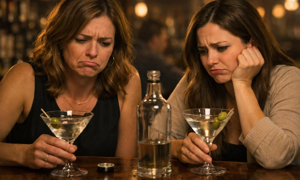 deux femmes déçues par leurs verres de Martini