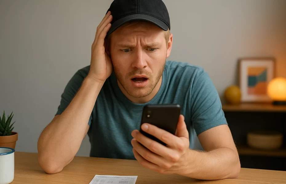 homme faisant une réclamation à NetBet via son smartphone