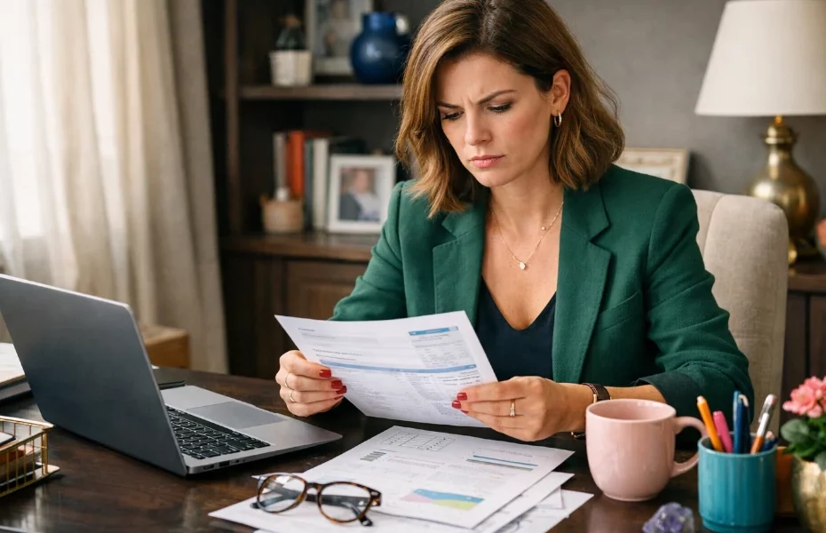 femme rencontrant un problème avec des documents fournis par Puilaetco