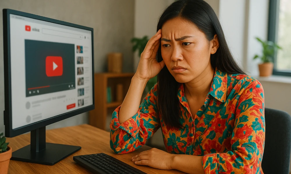 femme rencontrant des bugs sur le site YouTube