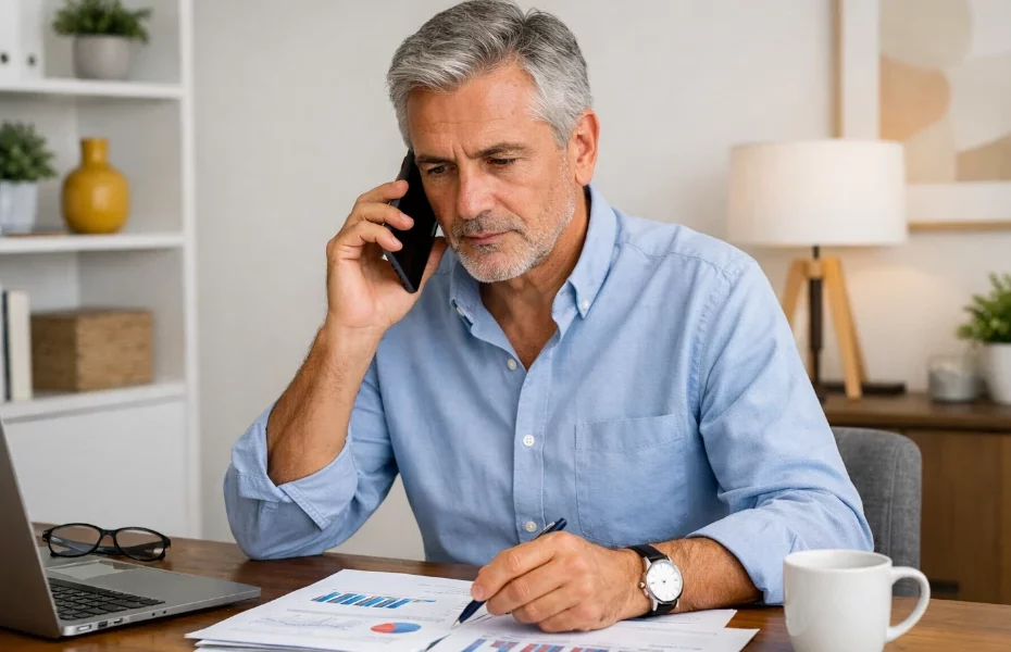 homme faisant une réclamation à Cetelem par téléphone
