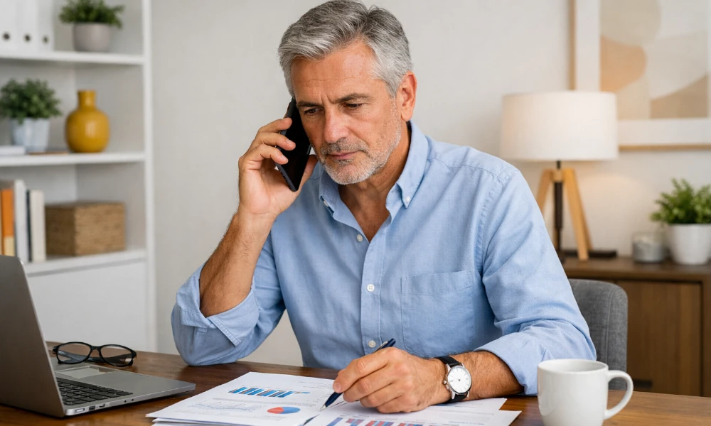 homme faisant une réclamation à Cetelem par téléphone