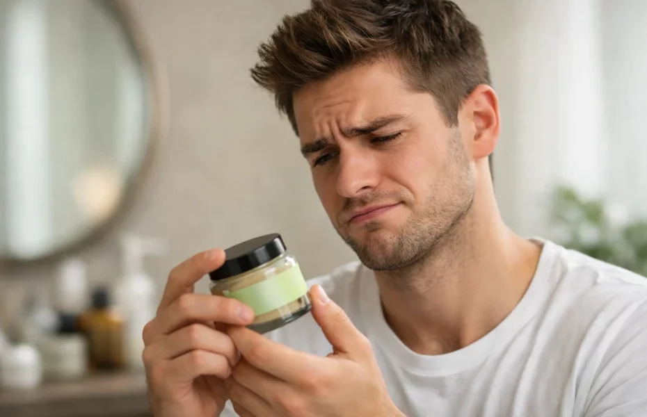 jeune homme ayant reçu une mauvaise crème Cîme