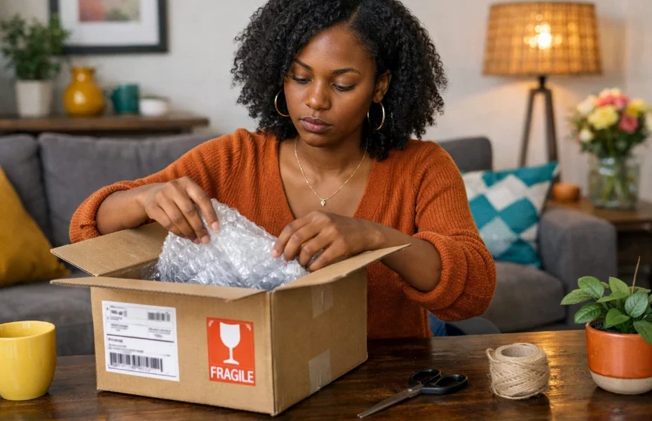 femme ouvrant son colis Easypara
