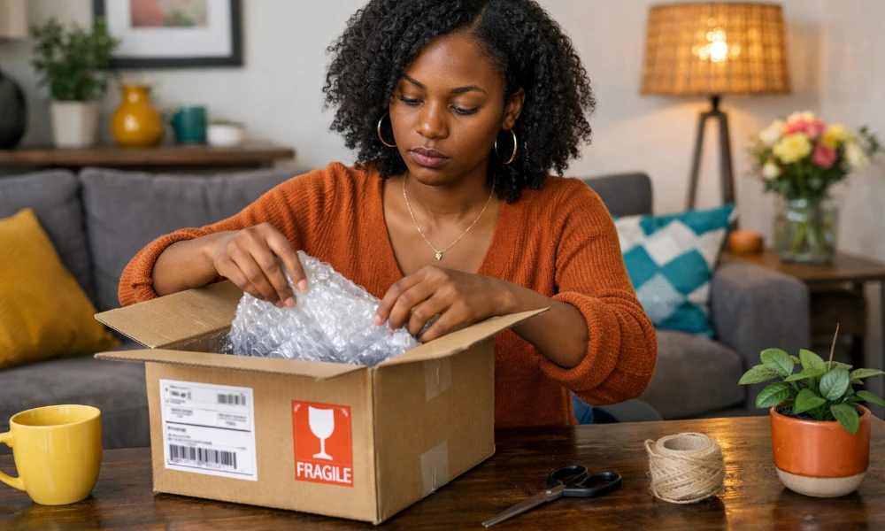 femme ouvrant son colis Easypara