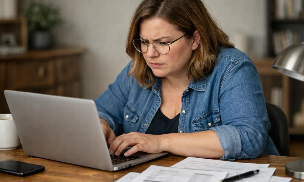 femme faisant une réclamation par mail au sujet d'une surfacturation
