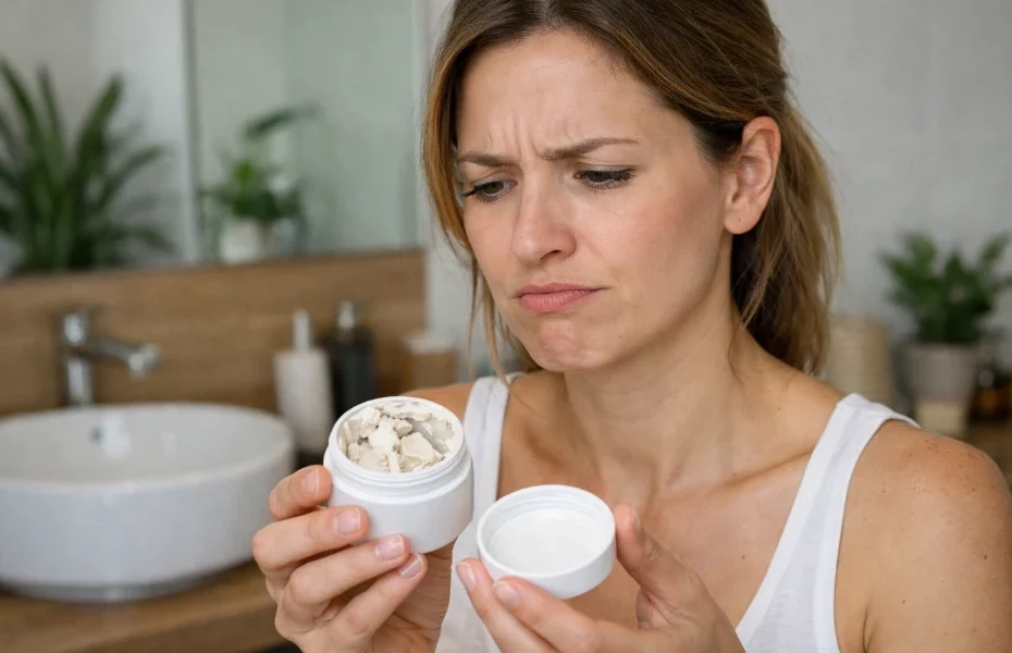 femme déçue par la texture de sa crème Lush