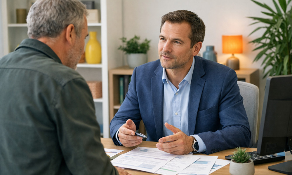 client se plaignant à son conseiller dans une agence KBC Brussels