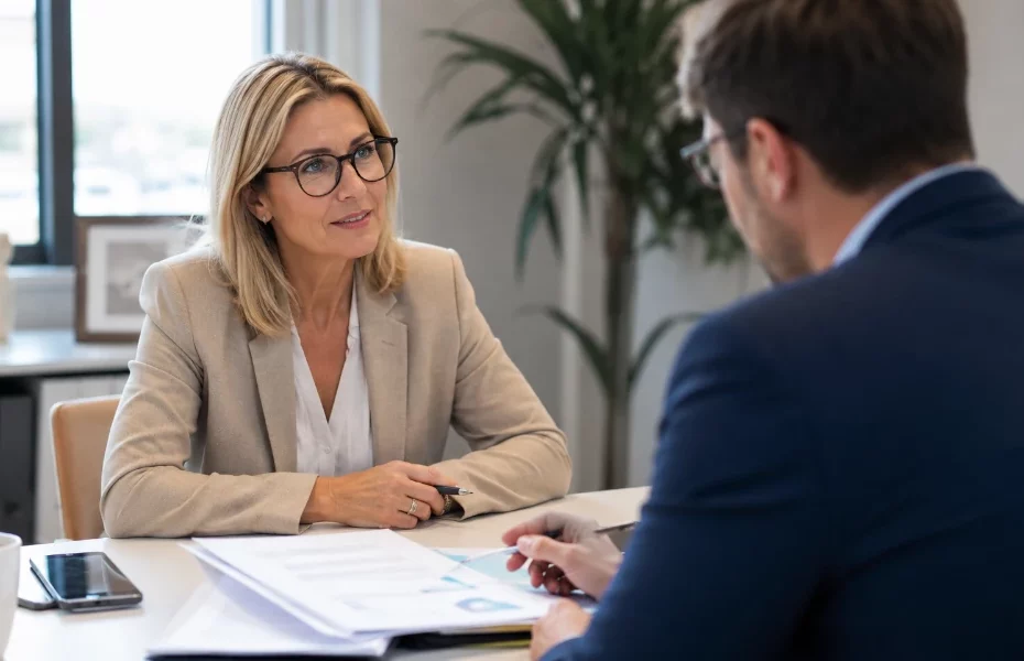 cliente et son conseiller Amundi lors d'un rendez-vous pour une réclamation