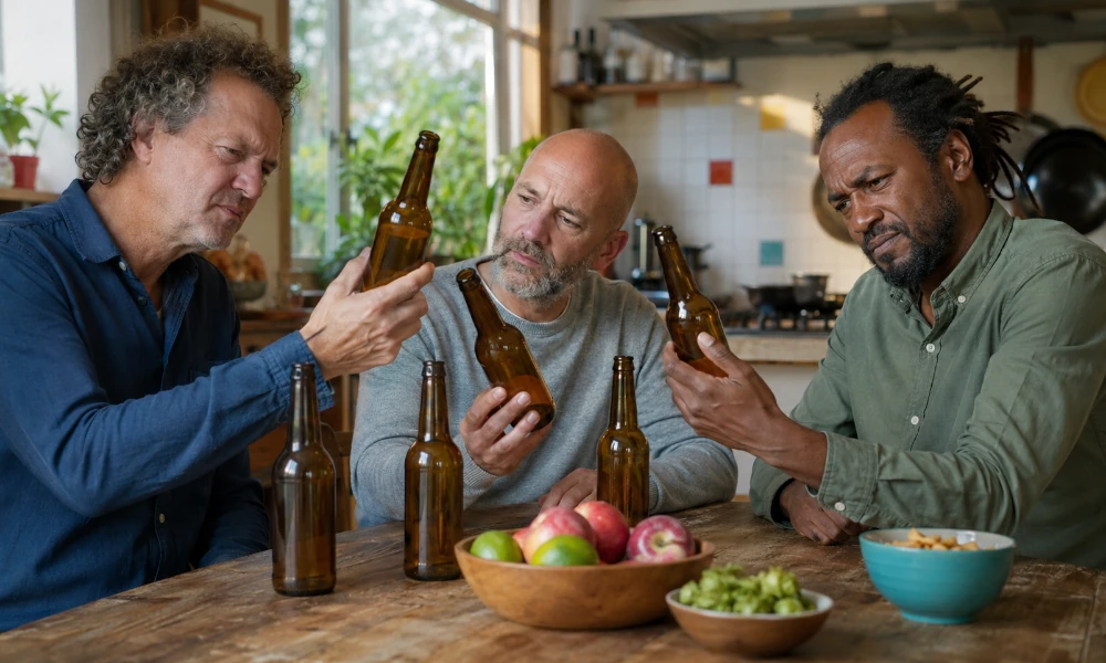 3 amis constatent un défaut sur leurs bouteilles Chimay
