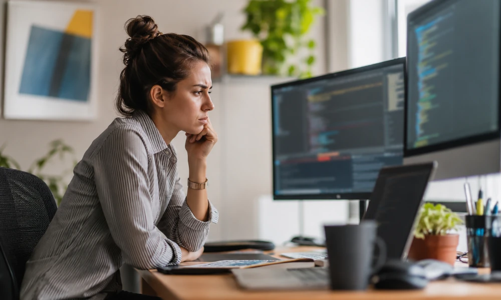 femme rencontrant un bug avec OVH