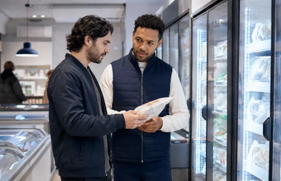 client signalant un problème à un vendeur dans un magasin Picard