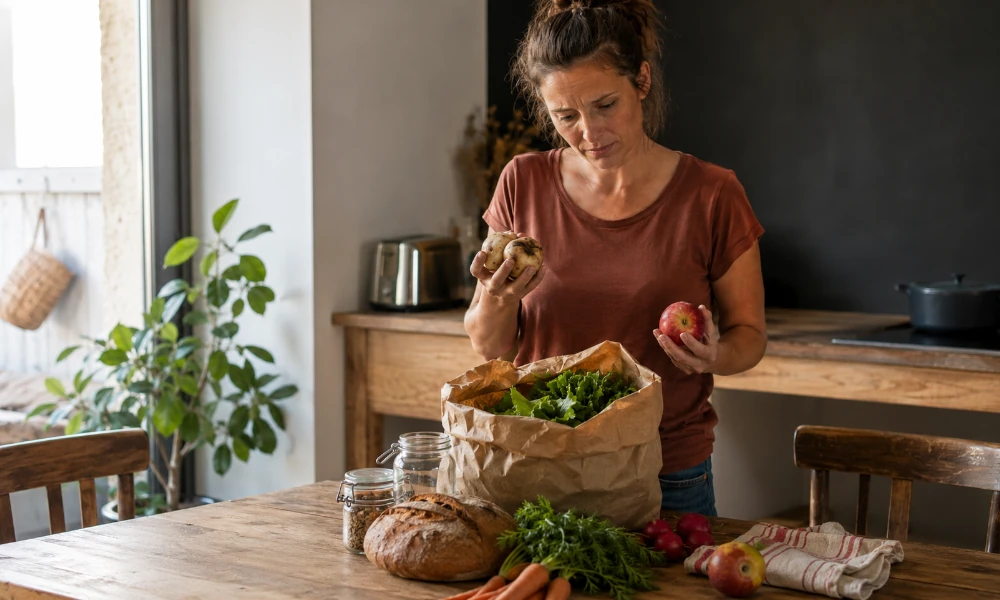 femme déçue par des légumes achetés chez La Ruche qui dit Oui